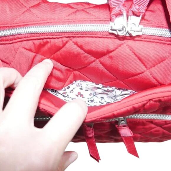 Vera Bradley Weekender Travel Duffel Bag Cardinal Red Performance Twill Carry On - Picture 7 of 12